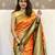 Orange woven self design silk blend paithani saree with blouse