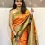 Orange woven self design silk blend paithani saree with blouse