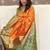 Orange woven self design silk blend paithani saree with blouse