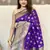 Purple woven self design silk blend paithani saree with blouse