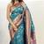 Sky blue woven self design silk blend paithani saree with blouse