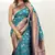 Sky blue woven self design silk blend paithani saree with blouse