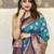 Sky blue woven self design silk blend paithani saree with blouse