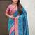 Blue woven self design silk blend patola saree with blouse