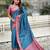 Blue woven self design silk blend patola saree with blouse