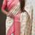 Cream woven self design silk blend patola saree with blouse