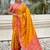Mustard woven self design silk blend patola saree with blouse