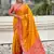 Mustard woven self design silk blend patola saree with blouse
