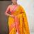 Mustard woven self design silk blend patola saree with blouse