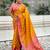 Mustard woven self design silk blend patola saree with blouse