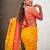 Mustard woven self design silk blend patola saree with blouse