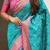 Sky blue woven self design silk blend patola saree with blouse