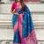 Blue woven self design silk blend patola saree with blouse