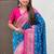 Blue woven self design silk blend patola saree with blouse