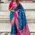 Blue woven self design silk blend patola saree with blouse