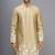 men’s chiku silk kurta pant set with floral embroidery