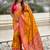 Mustard woven self design silk blend patola saree with blouse