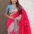 Pink woven self design silk blend patola saree with blouse