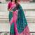 Teal green woven self design silk blend patola saree with blouse