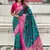 Teal green woven self design silk blend patola saree with blouse
