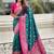 Teal green woven self design silk blend patola saree with blouse