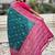 Teal green woven self design silk blend patola saree with blouse