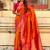 Orange woven self design silk blend patola saree with blouse