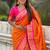 Orange woven self design silk blend patola saree with blouse