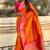 Orange woven self design silk blend patola saree with blouse