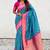 Sky blue woven self design silk blend patola saree with blouse