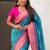 Sky blue woven self design silk blend patola saree with blouse