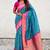 Sky blue woven self design silk blend patola saree with blouse