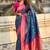 Teal blue woven self design silk blend patola saree with blouse