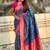 Teal blue woven self design silk blend patola saree with blouse
