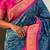 Teal blue woven self design silk blend patola saree with blouse