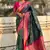 Teal green woven self design silk blend patola saree with blouse