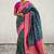 Teal green woven self design silk blend patola saree with blouse