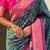 Teal green woven self design silk blend patola saree with blouse