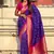 Violet woven self design silk blend patola saree with blouse
