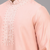 men’s peach silk kurta pant set with elegant embroidery