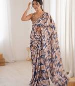 Women party wear digital print heavy chinnon saree with un sttiched blouse