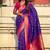 Violet woven self design silk blend patola saree with blouse