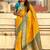 Yellow woven self design silk blend patola saree with blouse