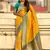 Yellow woven self design silk blend patola saree with blouse