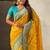 Yellow woven self design silk blend patola saree with blouse