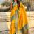 Yellow woven self design silk blend patola saree with blouse