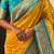 Yellow woven self design silk blend patola saree with blouse