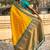 Yellow woven self design silk blend patola saree with blouse