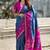 Blue woven self design silk blend patola saree with blouse