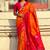 Orange woven self design silk blend patola saree with blouse